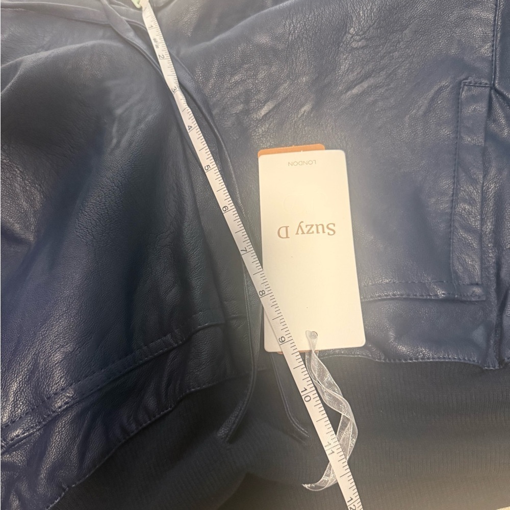 Blue Faux Leather Joggers for Effortless Style and Comfort size Large - Picture 5 of 12